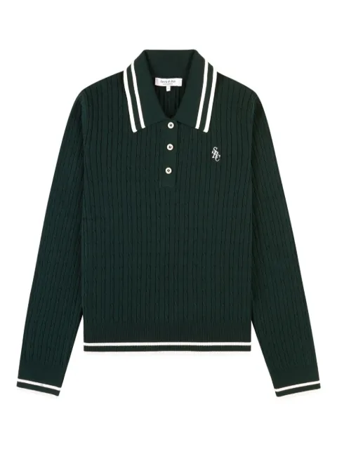 Sporty & Rich cable-knit striped polo shirt Green ST03761302GR55