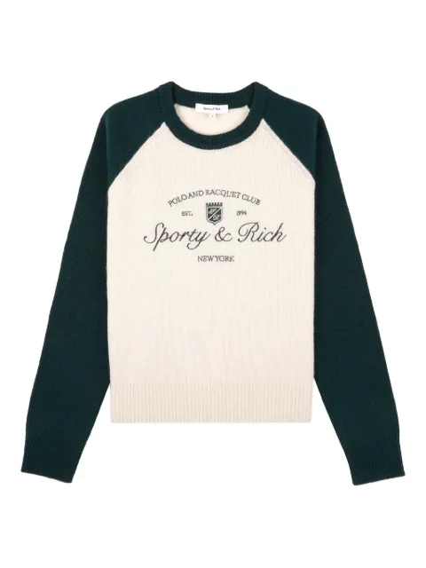 Sporty & Rich long-sleeved embroidered sweater Neutrals WS07561412WH61