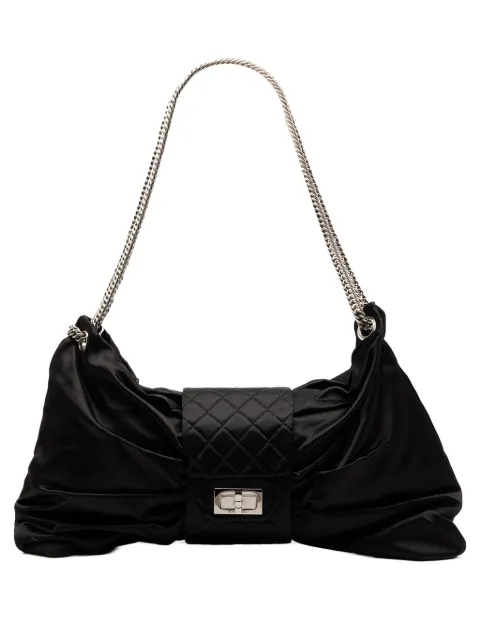 CHANEL Pre-Owned 2008-2009 Medium Satin Bow Mademoiselle Shoulder Bag tote bag Black Y44L4K29JZCYM7CV