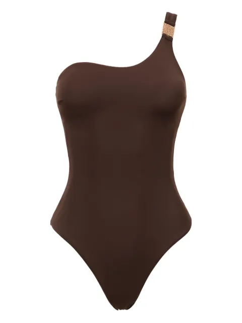 SOFIA ERHAN Rose one-shoulder embellished swimsuit Brown ROSEONEPIECE