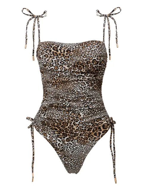 SOFIA ERHAN Lyra animal-print tie swimsuit Brown LYRAONEPIECE