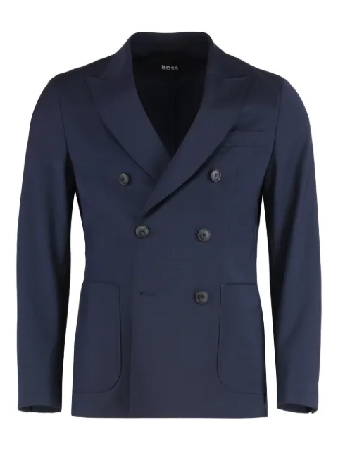 BOSS double-breasted buttoned blazer Blue 50556775