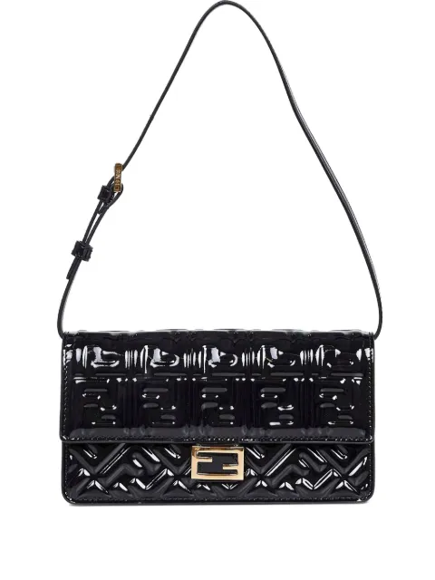FENDI Baguette FF-embossed clutch bag Black 8M0498AW5O