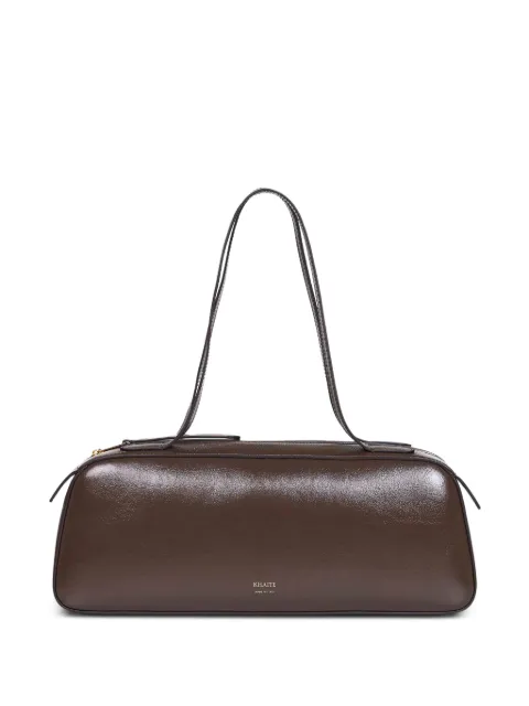 KHAITE Simona crackle patent elongated tote bag Brown H2040877