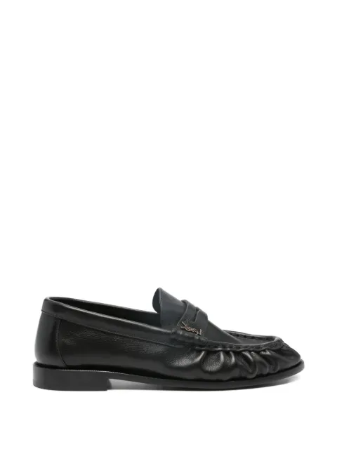 Saint Laurent logo-plaque gathered loafers Black 81890825VAA