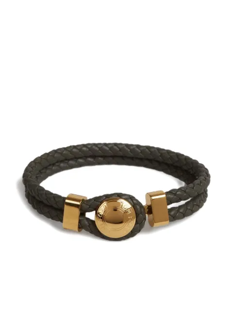 TOM FORD logo-engraved braided leather bracelet Green JM031ALE009G