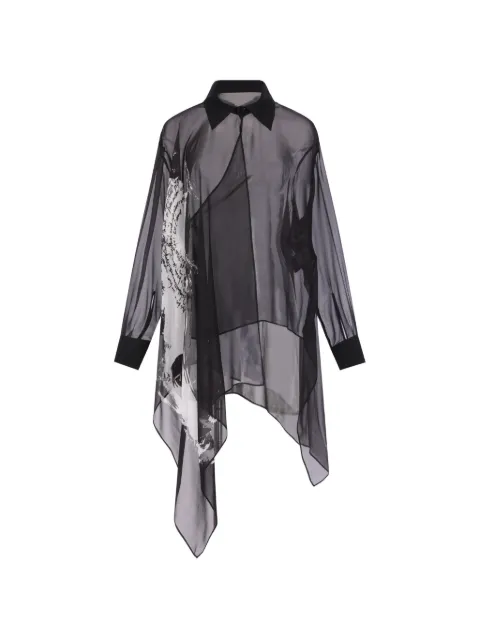Yohji Yamamoto asymmetric printed shirt Black FKB81403