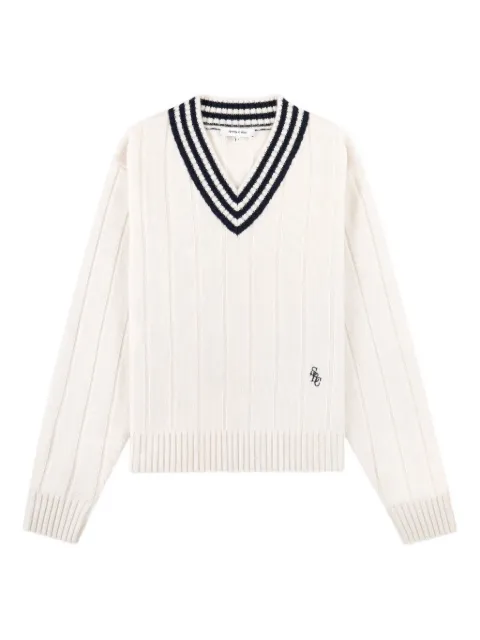 Sporty & Rich V-neck striped jumper Neutrals WS07961302WH63