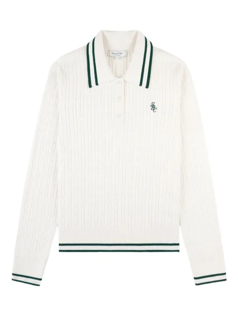 Sporty & Rich striped cable-knit polo shirt Neutrals ST03761302WH61