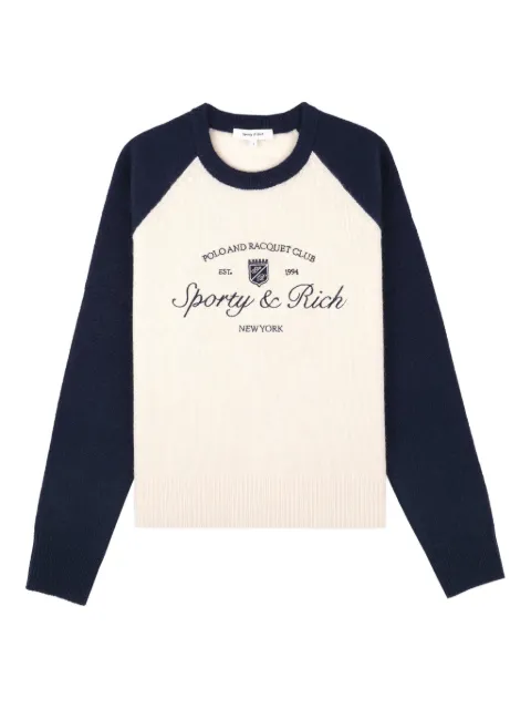 Sporty & Rich raglan-sleeve embroidered sweater Neutrals WS07561412WH63