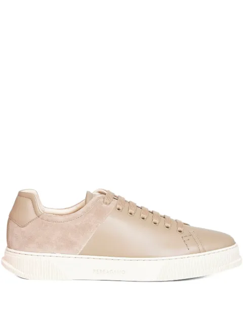Ferragamo lace-up panelled trainers Neutrals 789092