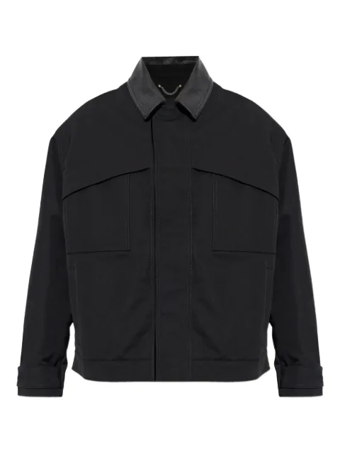 Golden Goose short padded jacket in black cotton with leather collar Black GMP02536P002312