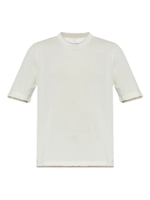 Eleventy ribbed-trim T-shirt Neutrals M76MAGM31MAG0M0150102