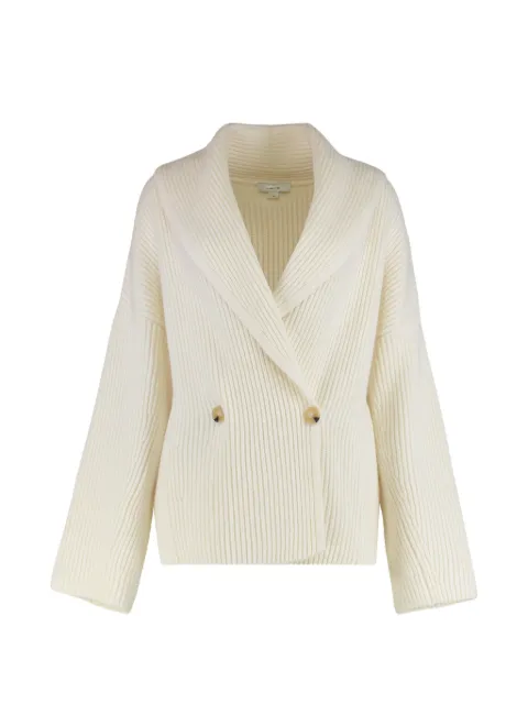Vince ribbed double-breasted cardigan Neutrals V166179849