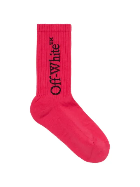 Off-White logo-detail mid calf socks Red OWRA035F25KNI0033210