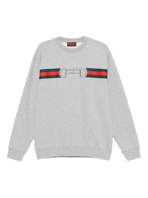 Gucci striped logo crew-neck sweatshirt Grey 848737XJHOK