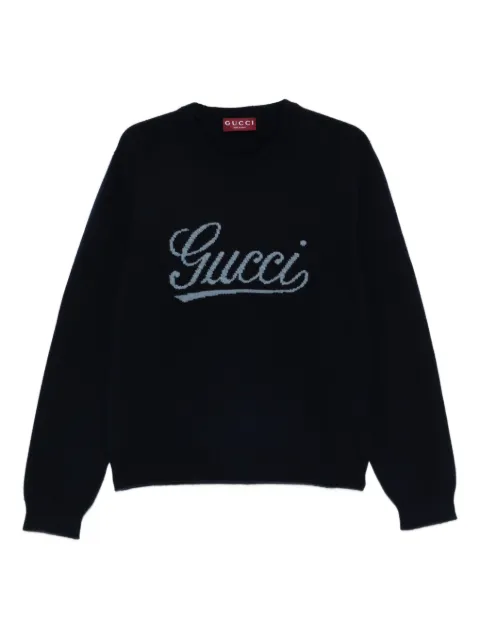 Gucci logo-detail sweater Blue 795347XKD74