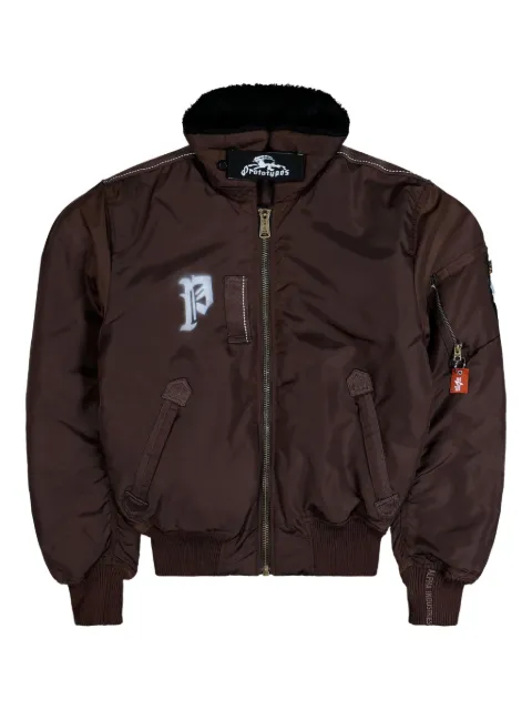 PROTOTYPES sprayed goat bomber jacket Brown PT08OW12USBN
