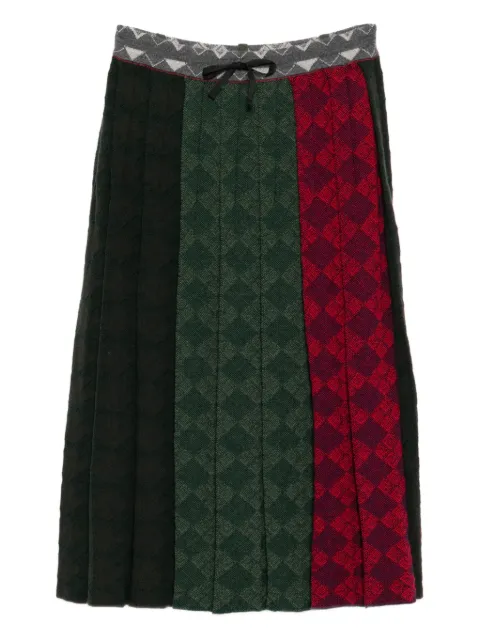 YANYAN KNITS argyle-checked midi skirt Brown YYW252891