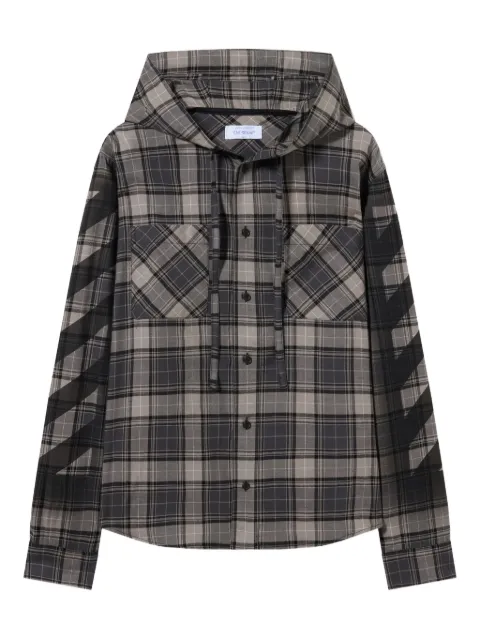 Off-White Spray Diagonal hooded shirt Grey OMGE031F25FAB0010710