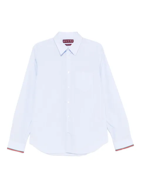 Gucci striped-trim shirt Blue 852707ZAS5W