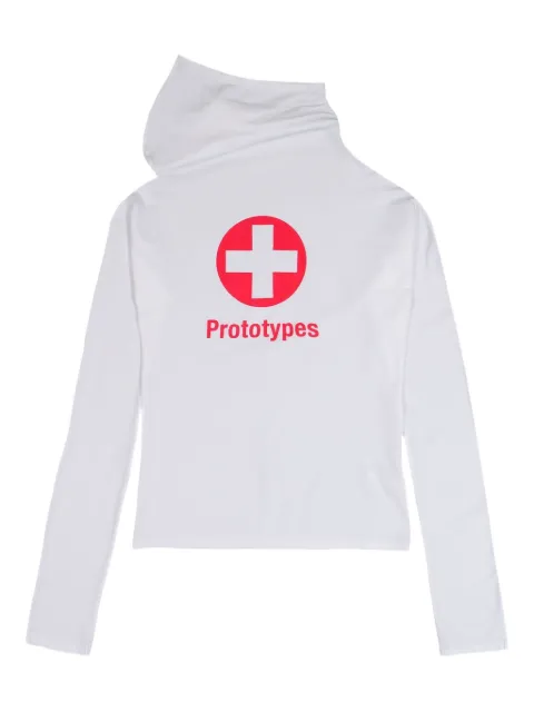 PROTOTYPES logo-print hoodie White PT08JE19USWH