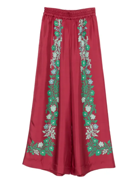 La DoubleJ floral-print trousers Red TRO0026SIL006REG02RE01