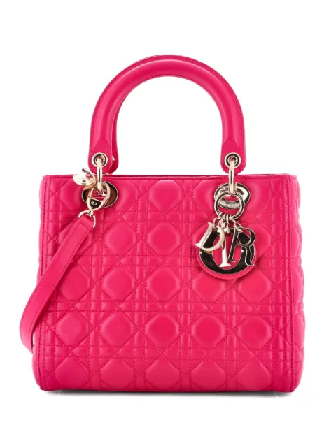 Christian Dior Pre-Owned Lady Dior Bag Cannage Quilt Lambskin Medium satchel Pink RE2B73Q3669CAZA7