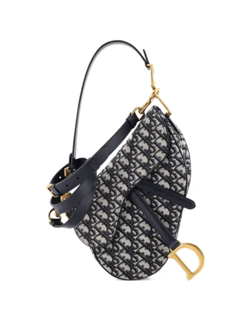 Christian Dior Pre-Owned Saddle Handbag with Strap Oblique Canvas Medium shoulder bag Blue UFEX67AT1C7Z7VVE