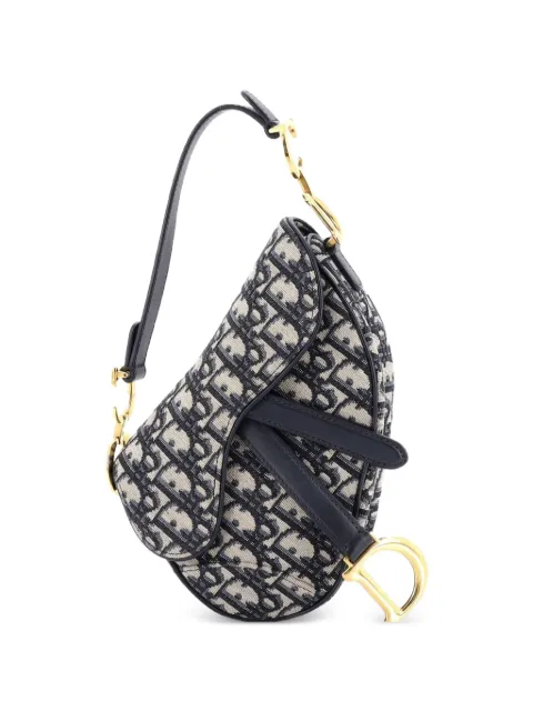 Christian Dior Pre-Owned Saddle Handbag Oblique Canvas Mini shoulder bag Blue 410VMYZJO8WFZ0CA