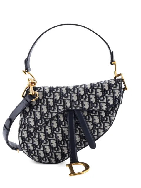 Christian Dior Pre-Owned Saddle Handbag with Strap Oblique Canvas Medium shoulder bag Blue WSL24GR0DVNKLF7B