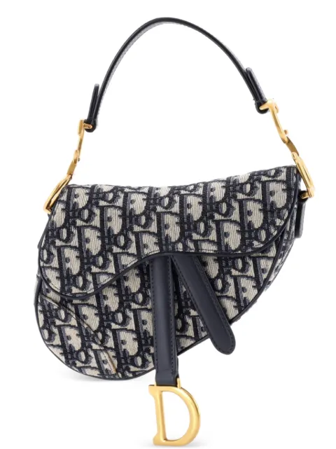 Christian Dior Pre-Owned Saddle Handbag Oblique Canvas Mini shoulder bag Blue W2EV7ABWVG355GZJ