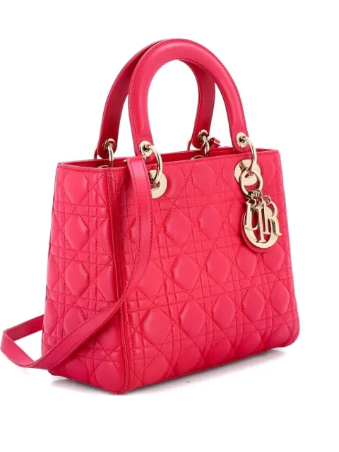 Christian Dior Pre-Owned Lady Dior Bag Cannage Quilt Lambskin Medium satchel Pink 5C8W8HJU6UDA6NA8