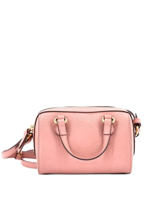 Gucci Pre-Owned Convertible Boston Bag Jumbo GG Embossed Leather Super Mini crossbody bag Pink HLTMXXQBCALC7SV2