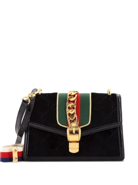 Gucci Pre-Owned Sylvie Shoulder Bag GG Velvet Small crossbody bag Black CQ4P8RXLYQYR8NDX