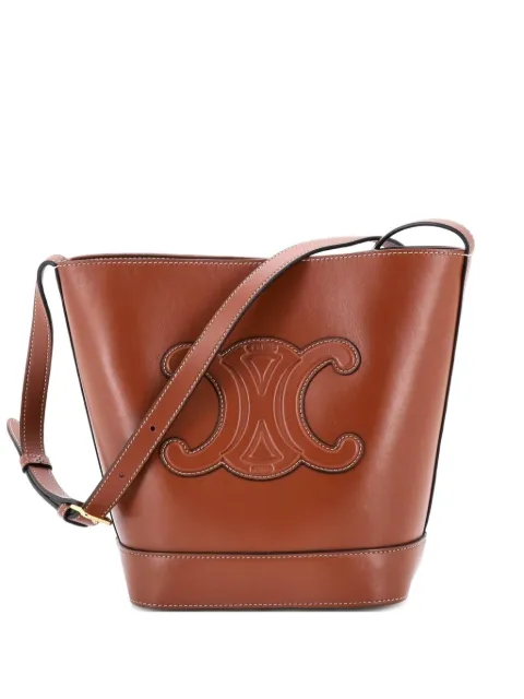 Celine Pre-Owned Cuir Triomphe Leather Small bucket bag Brown ADBU7I09J7JQF4PR