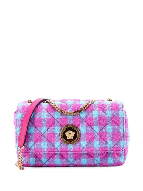 Versace Pre-Owned Medusa Icon Chain Flap Bag Quilted Tweed East West shoulder bag Pink MBK6HHBNC507X3QD