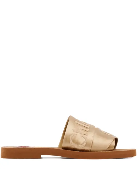 Chloé Woody logo-strap sandals Gold CH26S188VH
