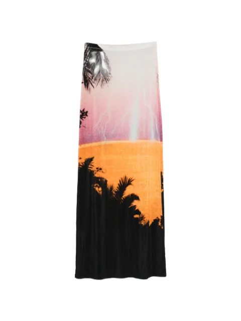 Rabanne palm print midi skirt Pink 26EJJU550VI0316