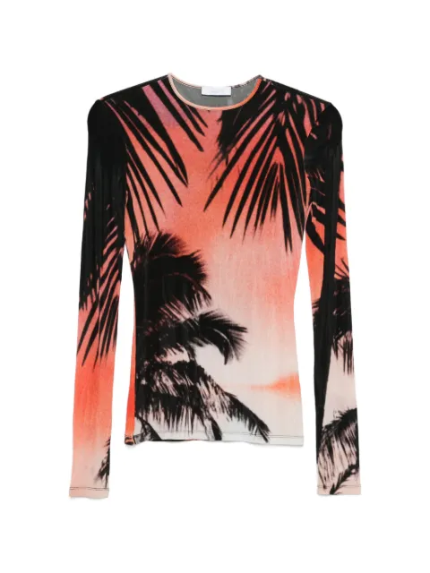 Rabanne palm print T-shirt Orange 26EJTO182VI0316