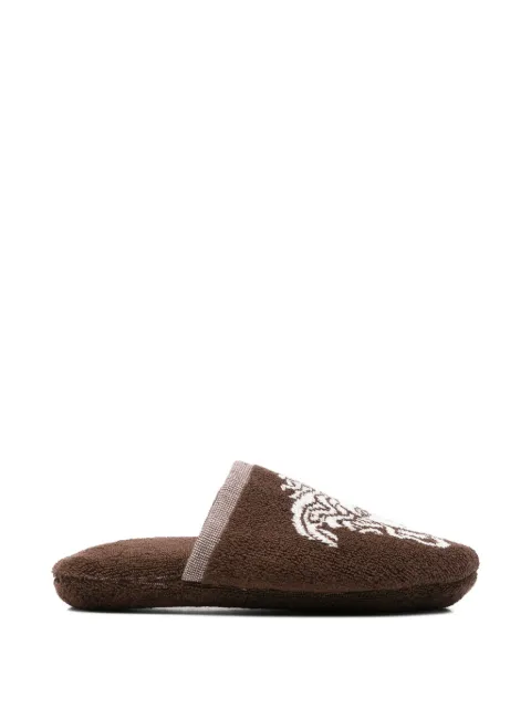 Versace cotton-terry jacquard slippers Brown 10242161A17767