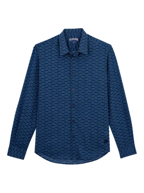 Vilebrequin long-sleeved logo-print shirt Blue CCACV210