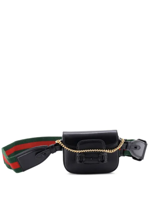 Gucci Pre-Owned Horsebit 1955 Shoulder Bag Leather Super Mini crossbody bag Black V24ABCLNTV618JWT