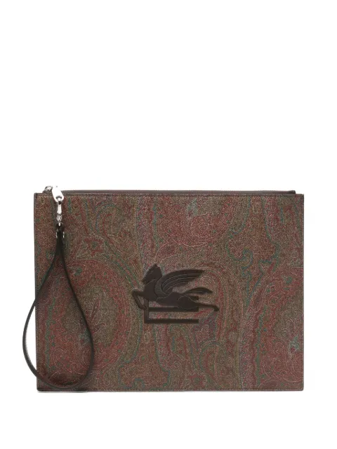 ETRO paisley-print logo-embroidered clutch bag Brown MP2C0006AA086