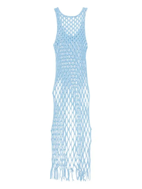 Christopher Esber open knit fringed dress Blue 25023264