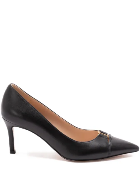 TWINSET mid heel leather court shoes Black 261TCP032