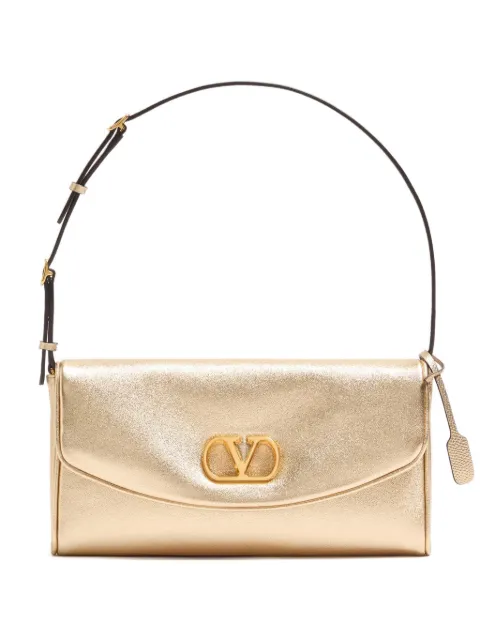Valentino Garavani DeVain small shoulder bag in laminated nappa leather Gold WB0T31NVB