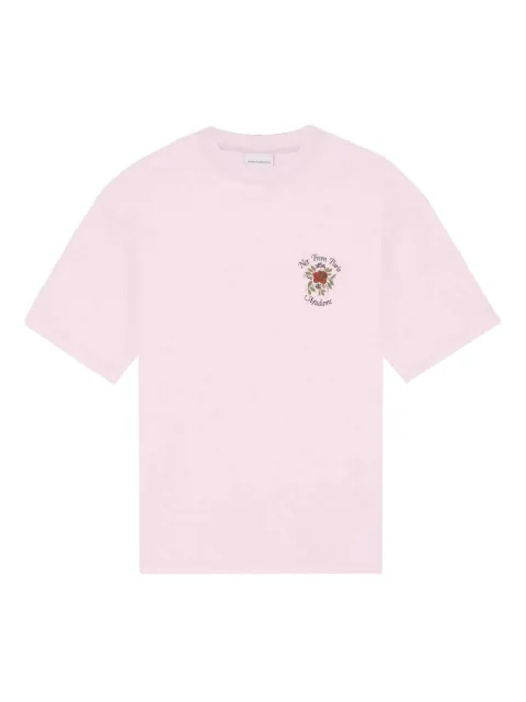Drôle De Monsieur ribbed rose-print T-shirt Pink TS210CO002LPI
