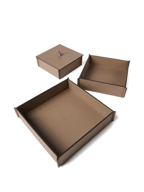 Brunello Cucinelli leather organiser boxes (pack of three) Brown MLZSECPNT1C5859