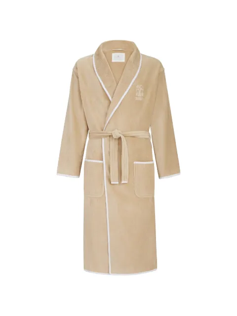 Brunello Cucinelli cotton terrycloth bathrobe with linen trims Neutrals MLB925152C072